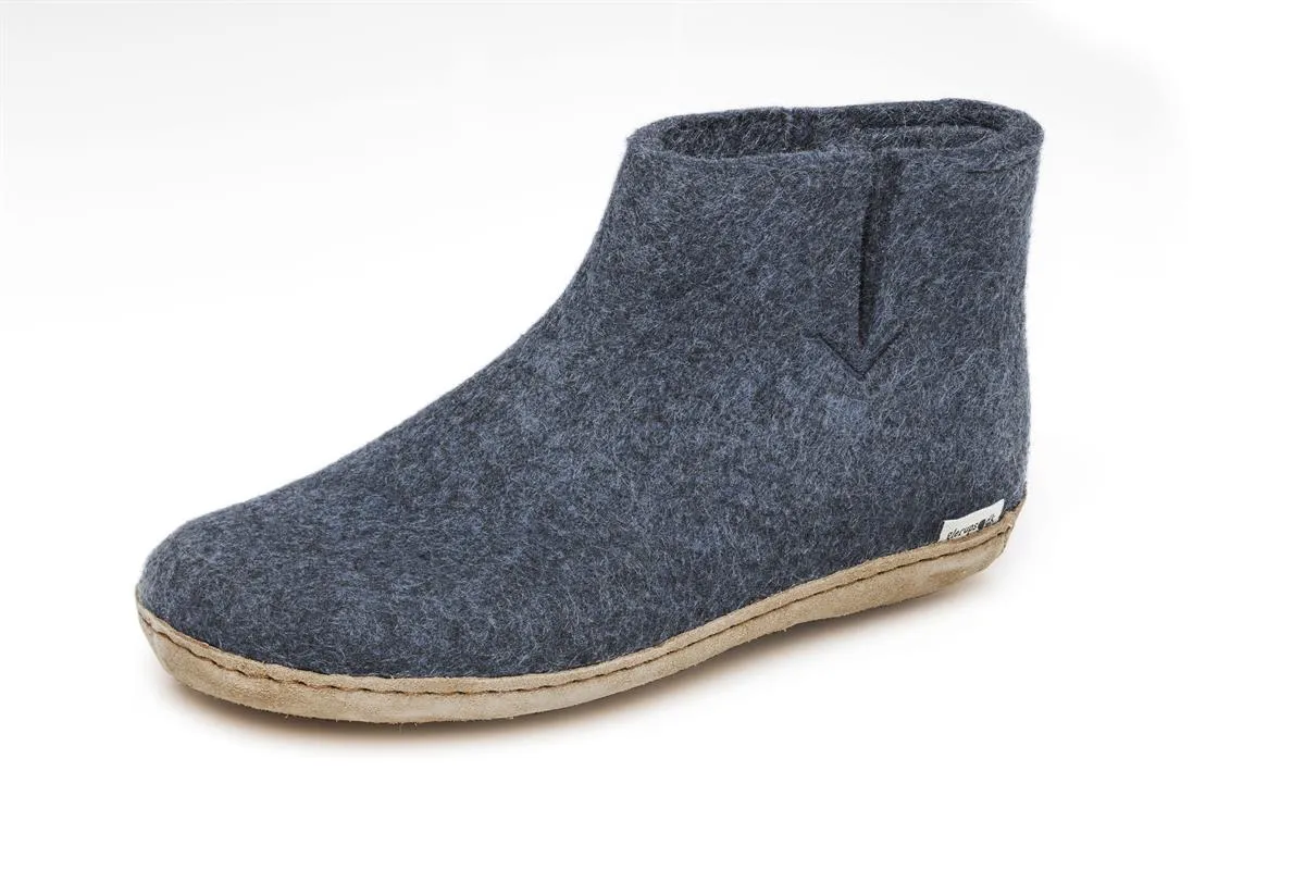 Glerups Felted Wool Boot with Leather Sole - Denim