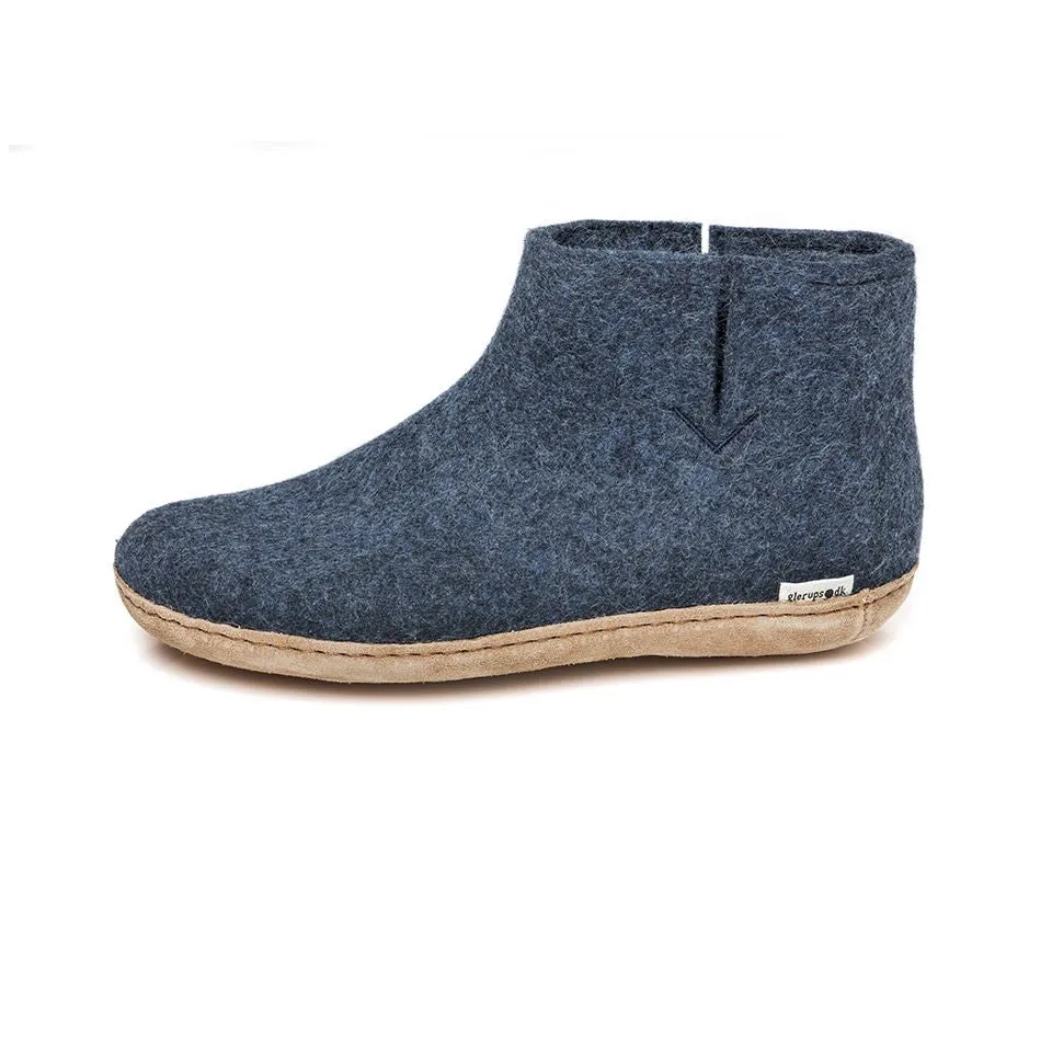 Glerups Felted Wool Boot with Leather Sole - Denim