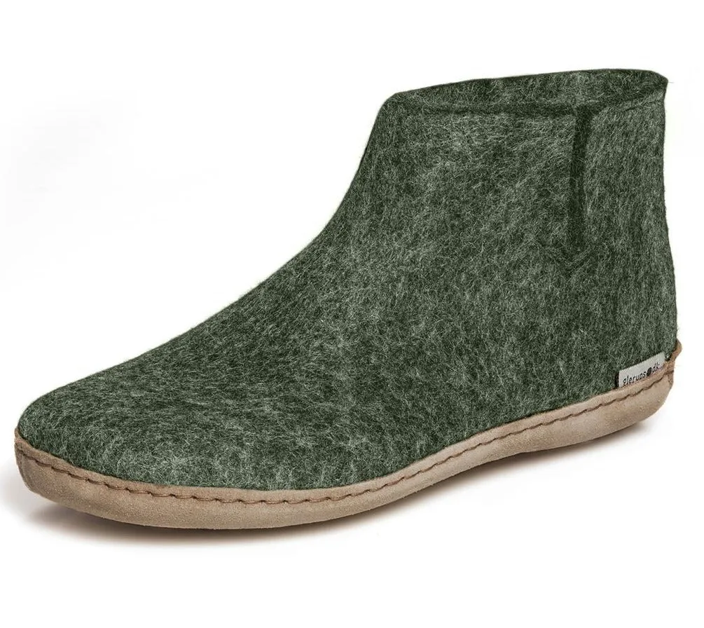 Glerups Felted Wool Boot with Leather Sole - Forest