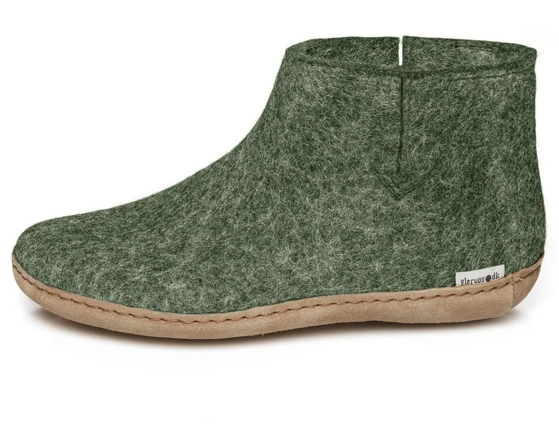 Glerups Felted Wool Boot with Leather Sole - Forest