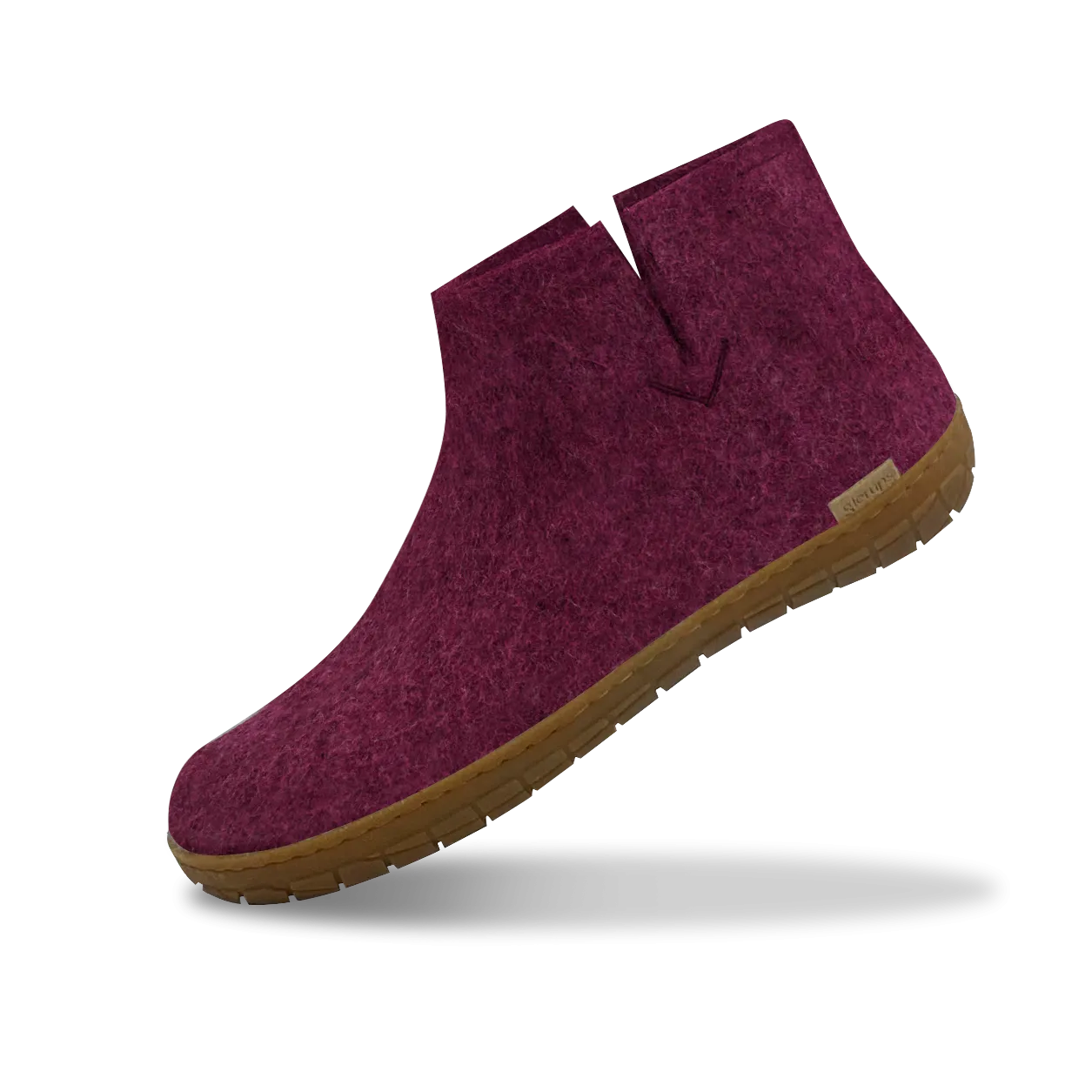 Glerups NZ Felted Wool Boot with Natural Rubber Sole - Cranberry