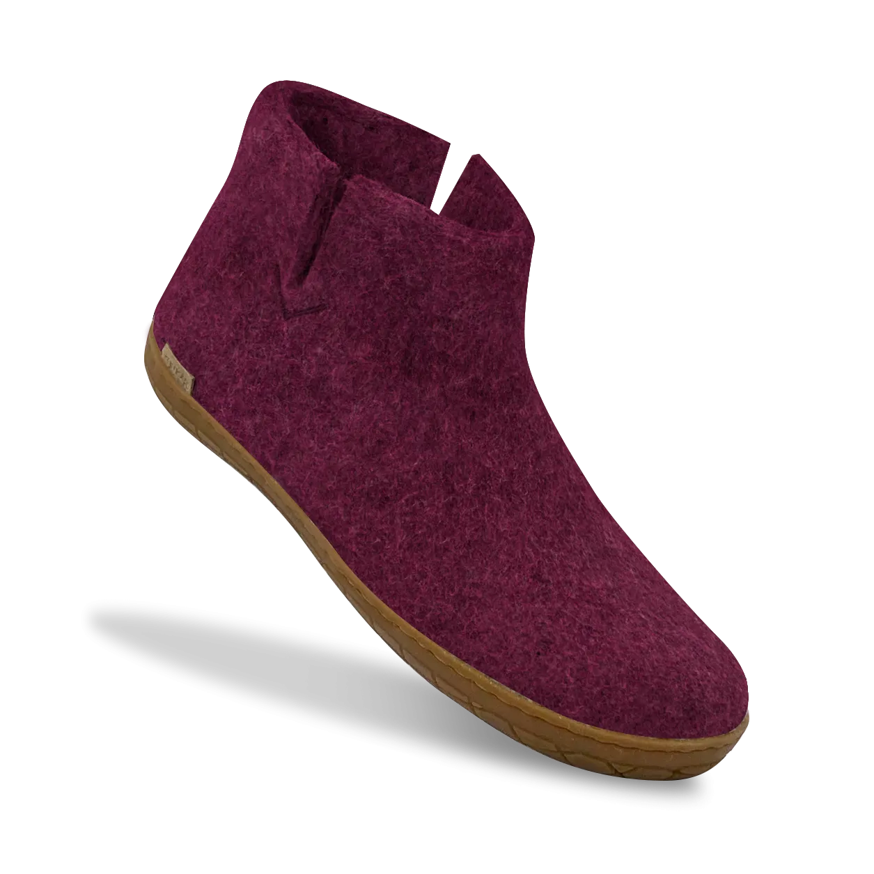 Glerups NZ Felted Wool Boot with Natural Rubber Sole - Cranberry