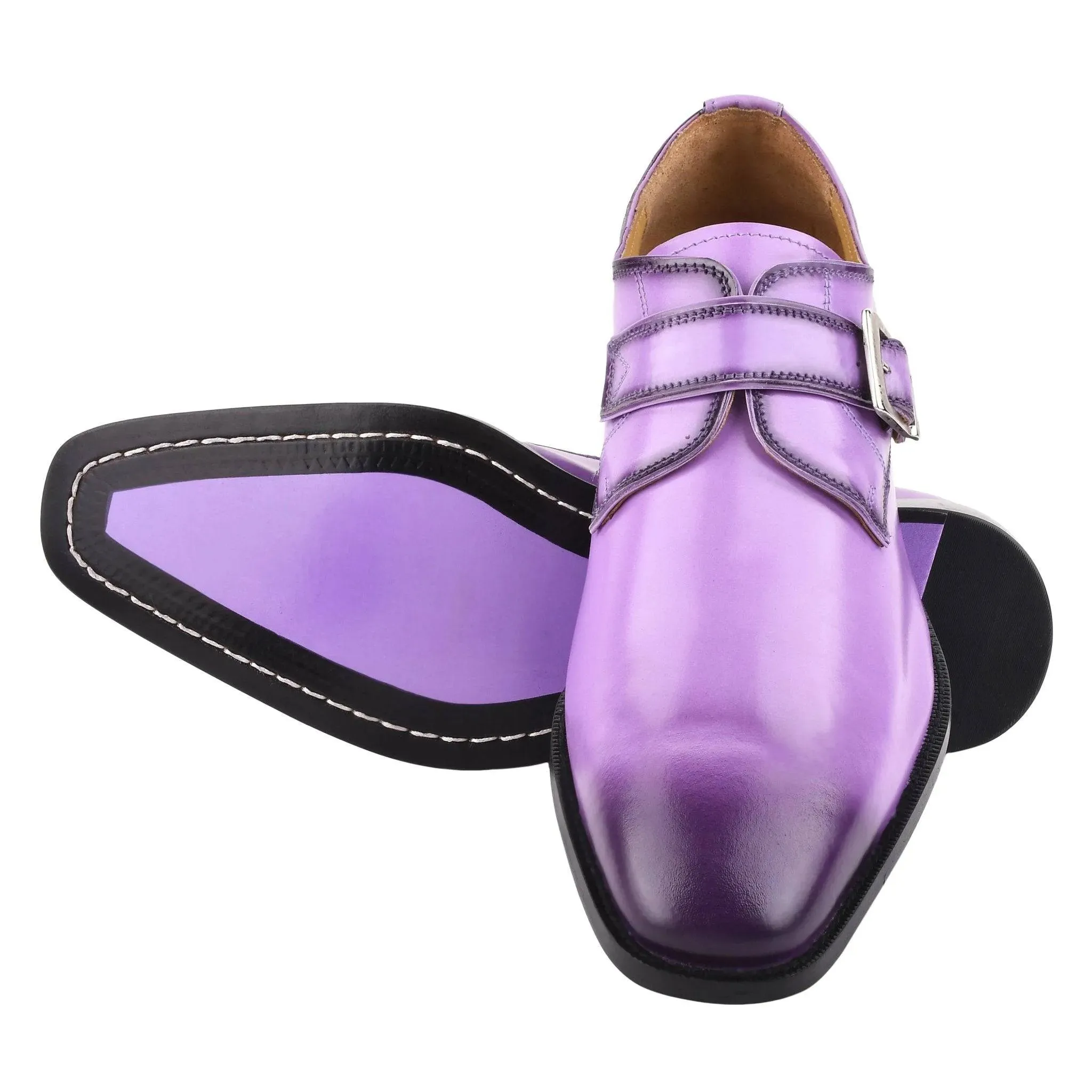 GLORIA Oxford Style Leather Monk Straps