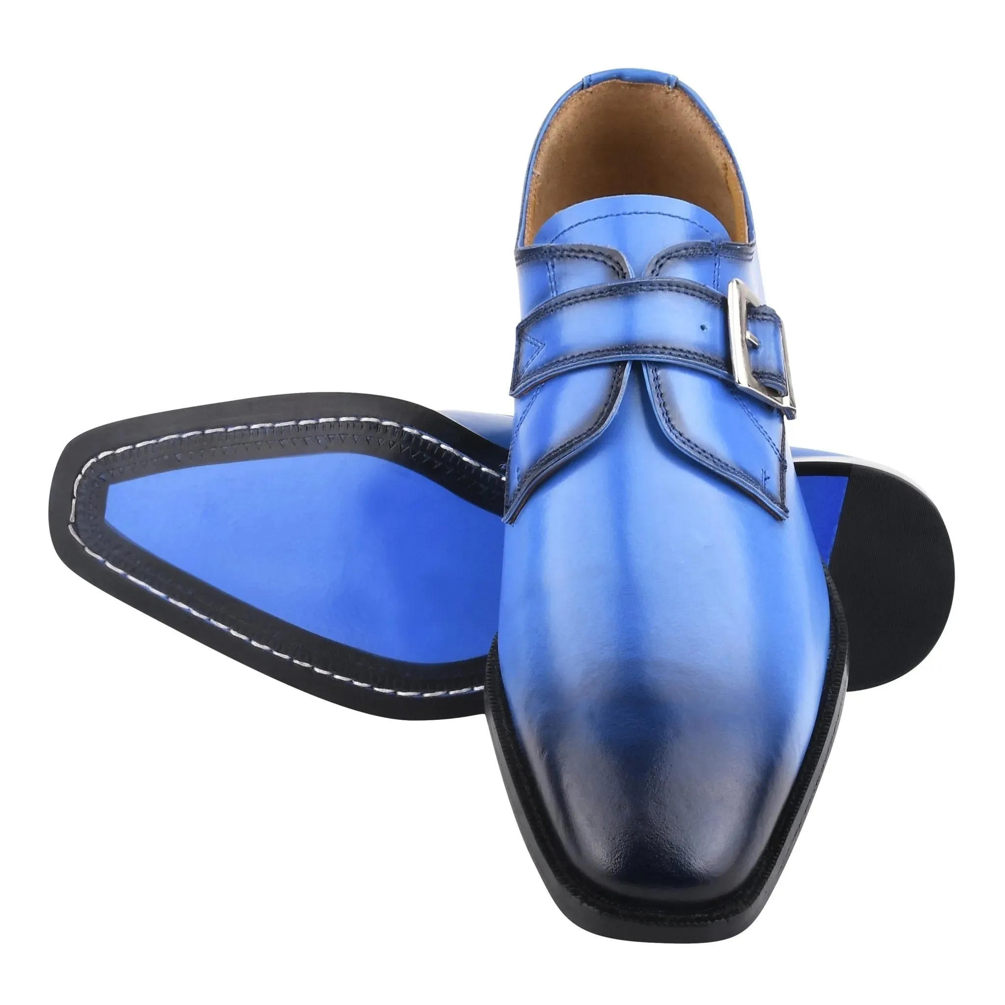 GLORIA Oxford Style Leather Monk Straps