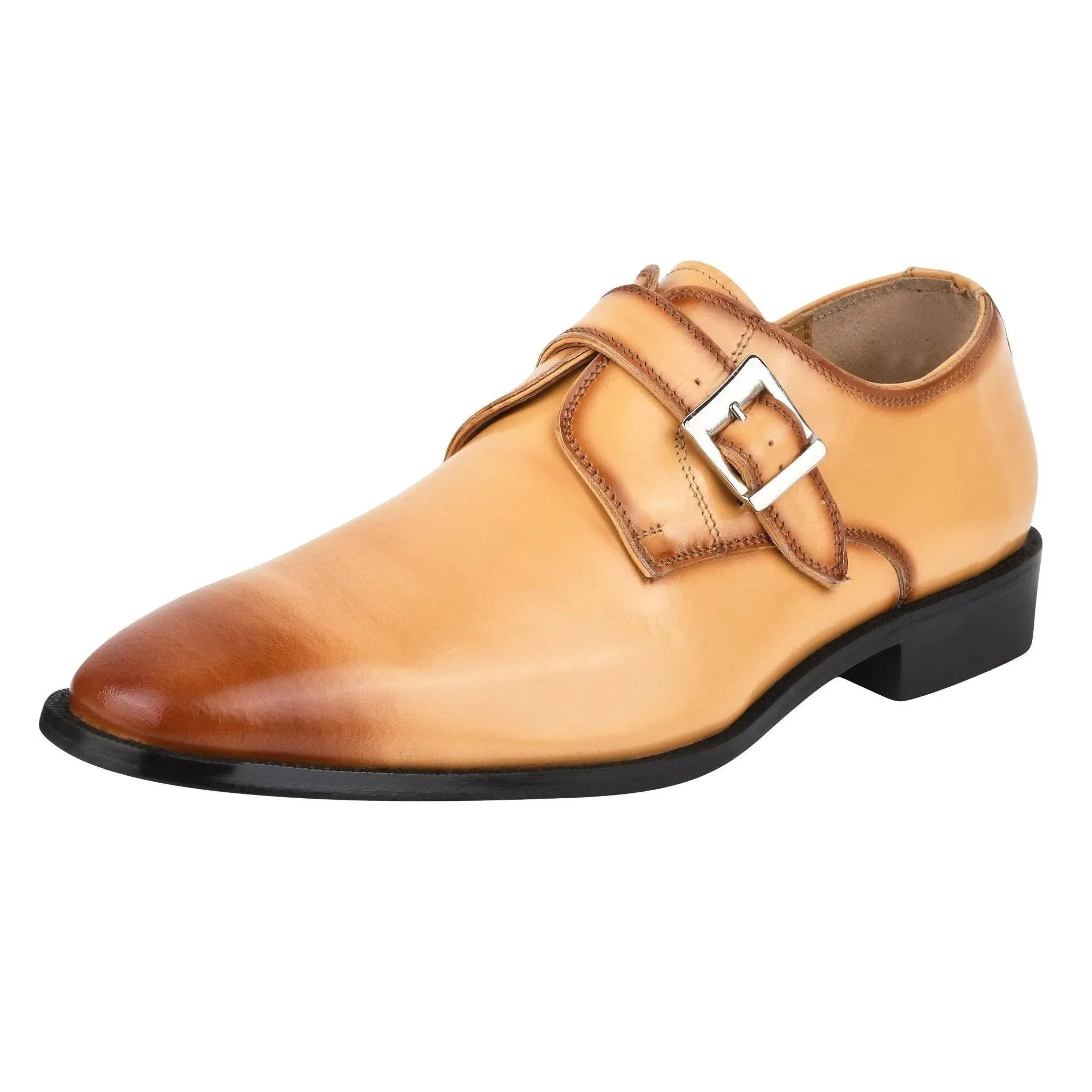 GLORIA Oxford Style Leather Monk Straps