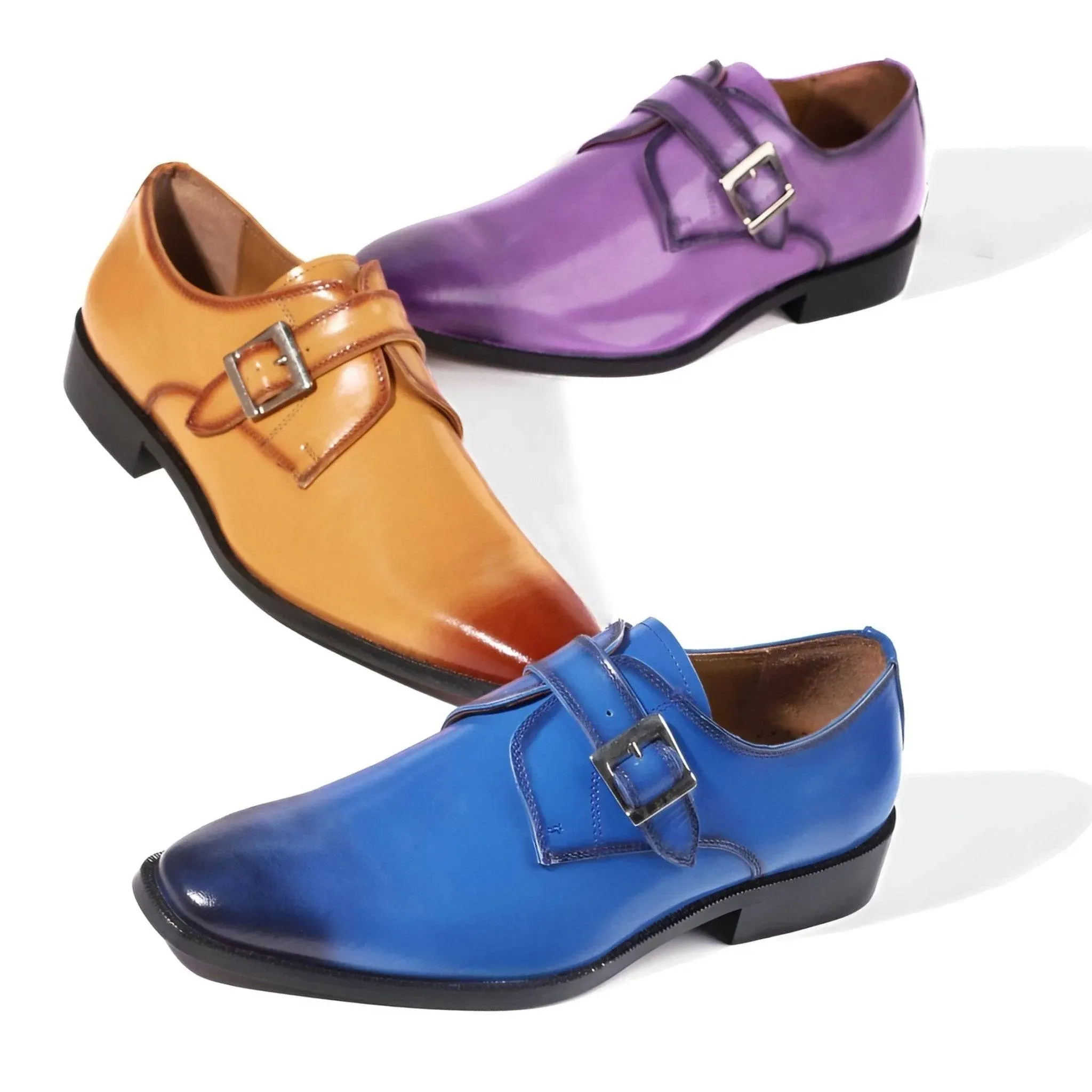 GLORIA Oxford Style Leather Monk Straps