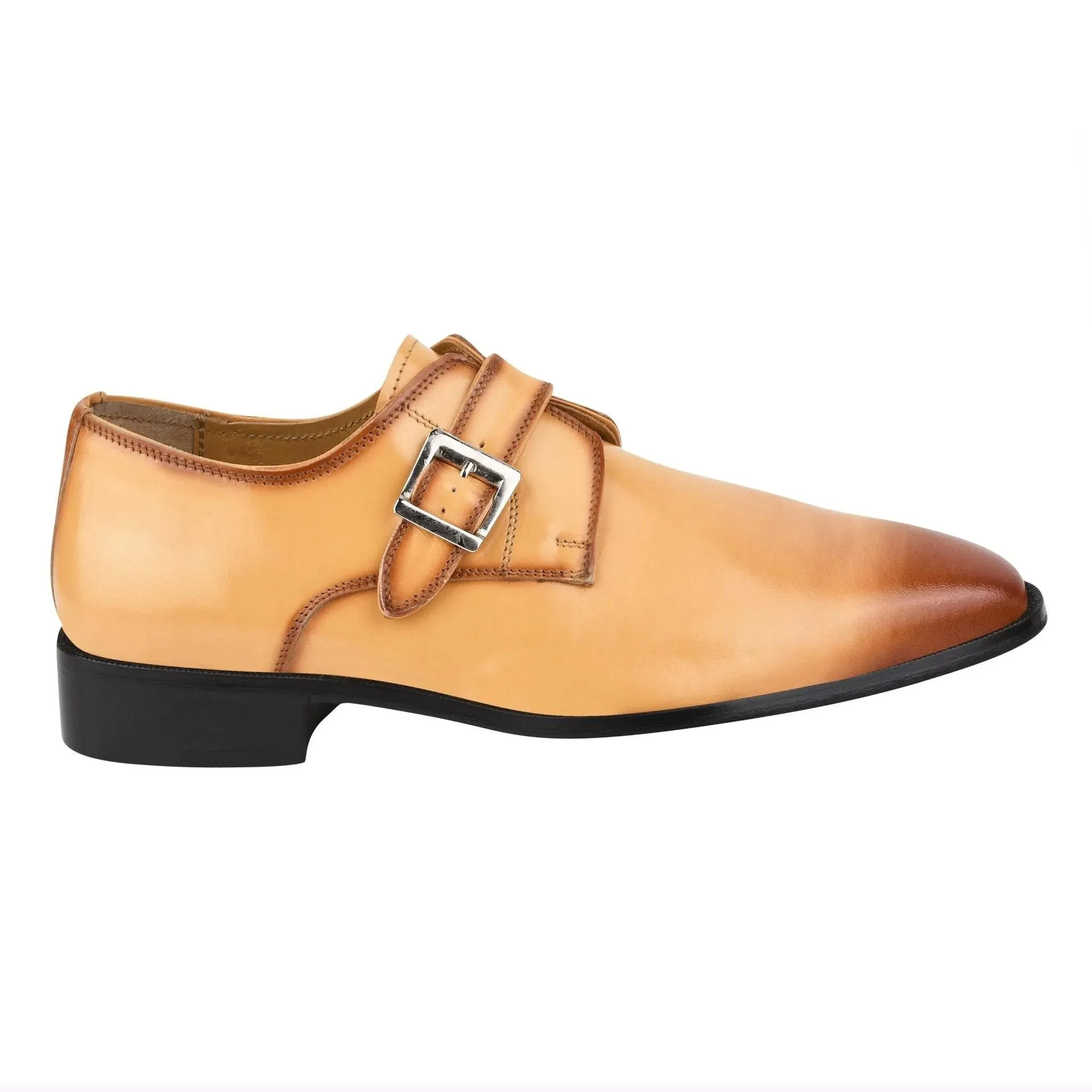 GLORIA Oxford Style Leather Monk Straps