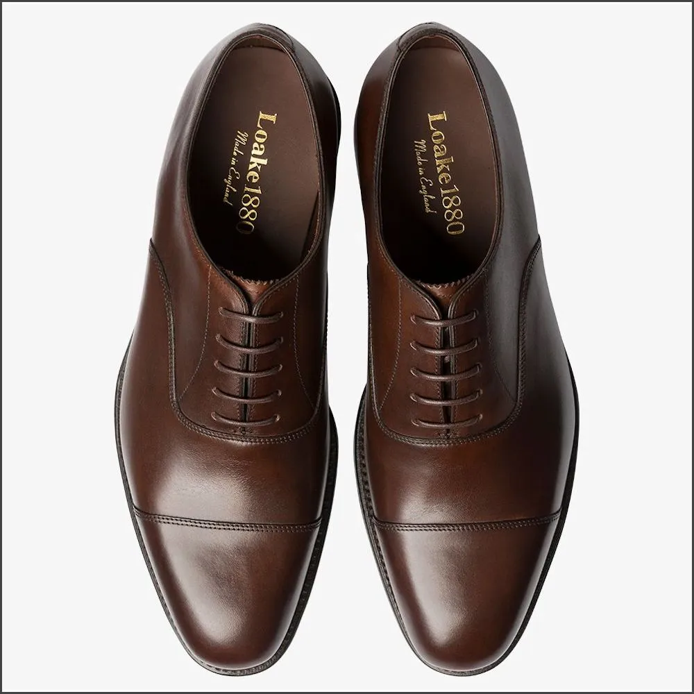 Loake Aldwych Dark Brown Calf Oxford Leather Sole F Fit--