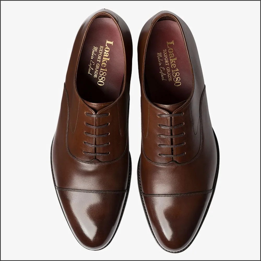 Loake Hanover Roasted Coffee Toe Cap Oxford Leather Sole -