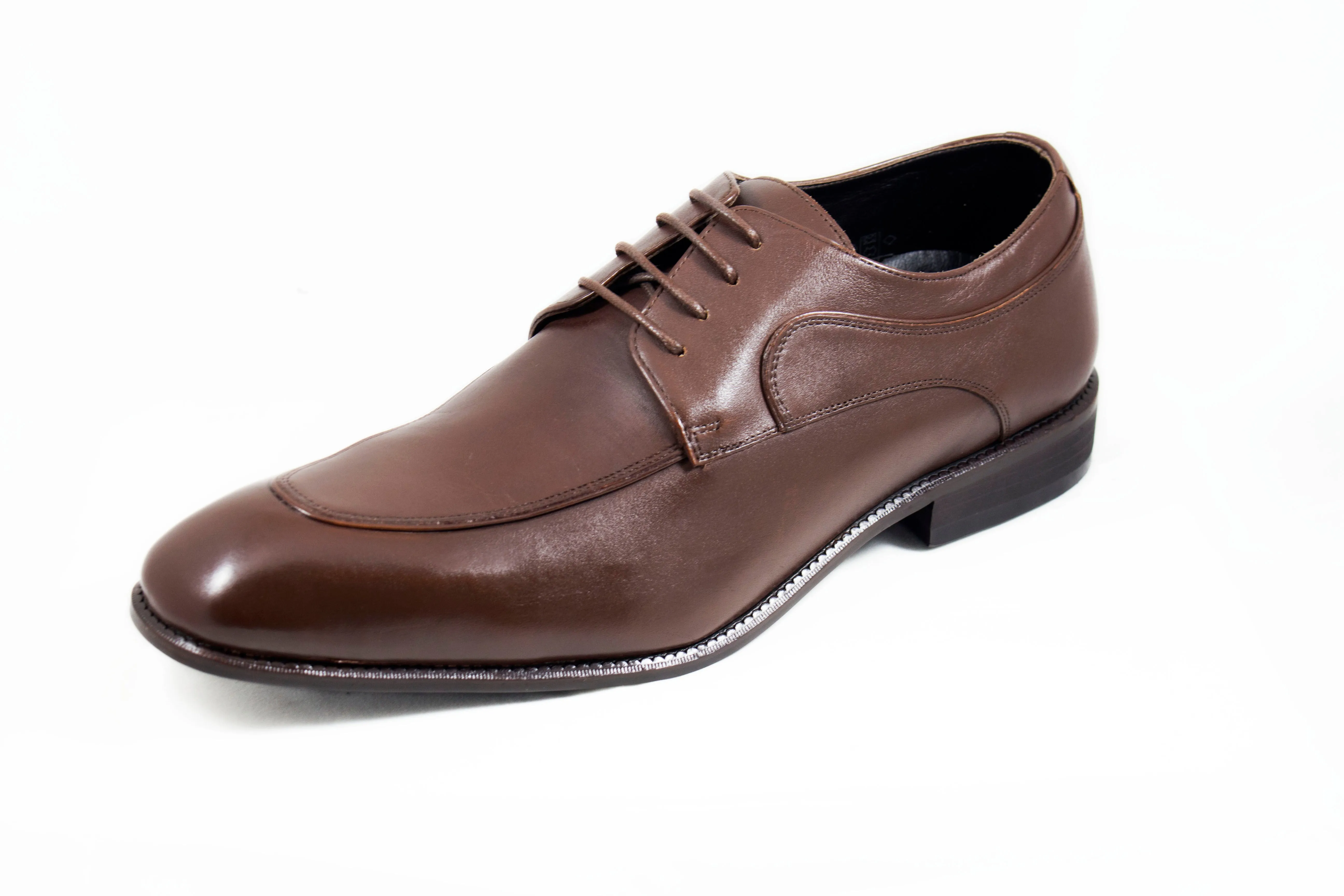 Men's Genuine Leather Brown Classic Derby Oxford Shoes by ENAAF # YS06BR