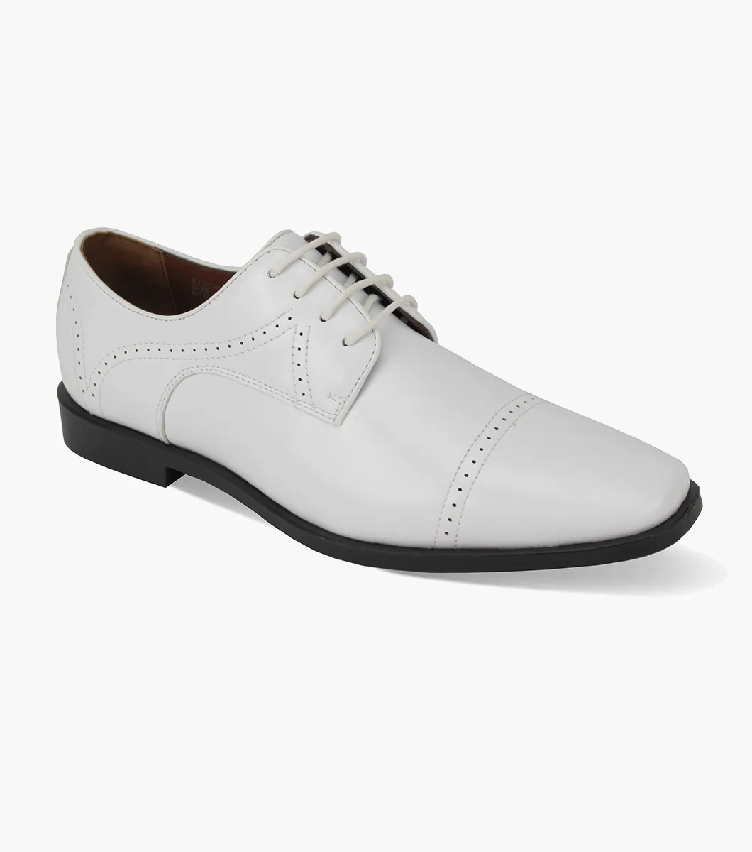 Men's White Wide Width Cap Toe Oxford Shoes