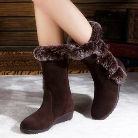 Mid-calf Faux Fur Plush Winter Snow Boots