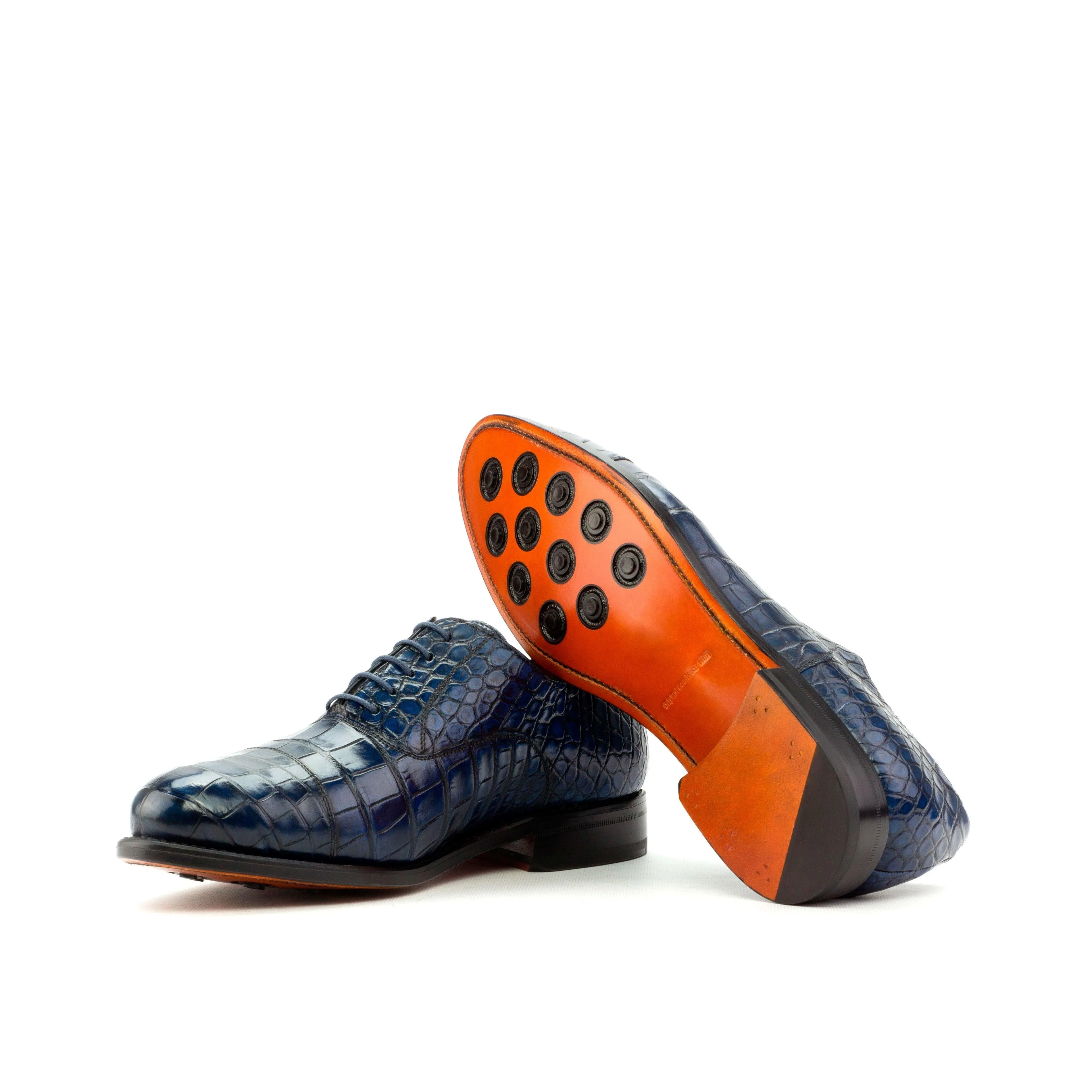 Navy Alligator Oxford Shoes