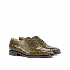 Olive Green Alligator Oxford Shoes