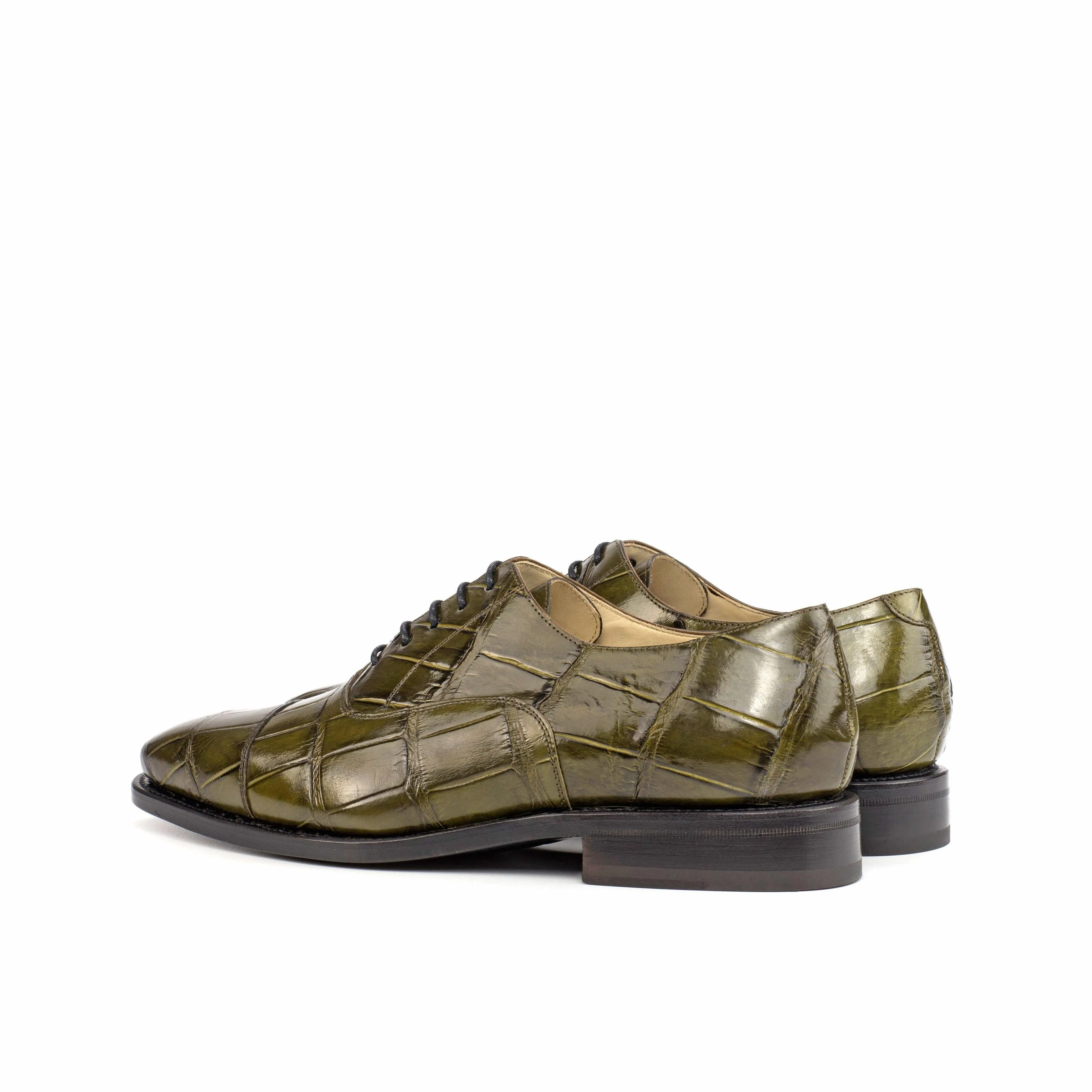 Olive Green Alligator Oxford Shoes