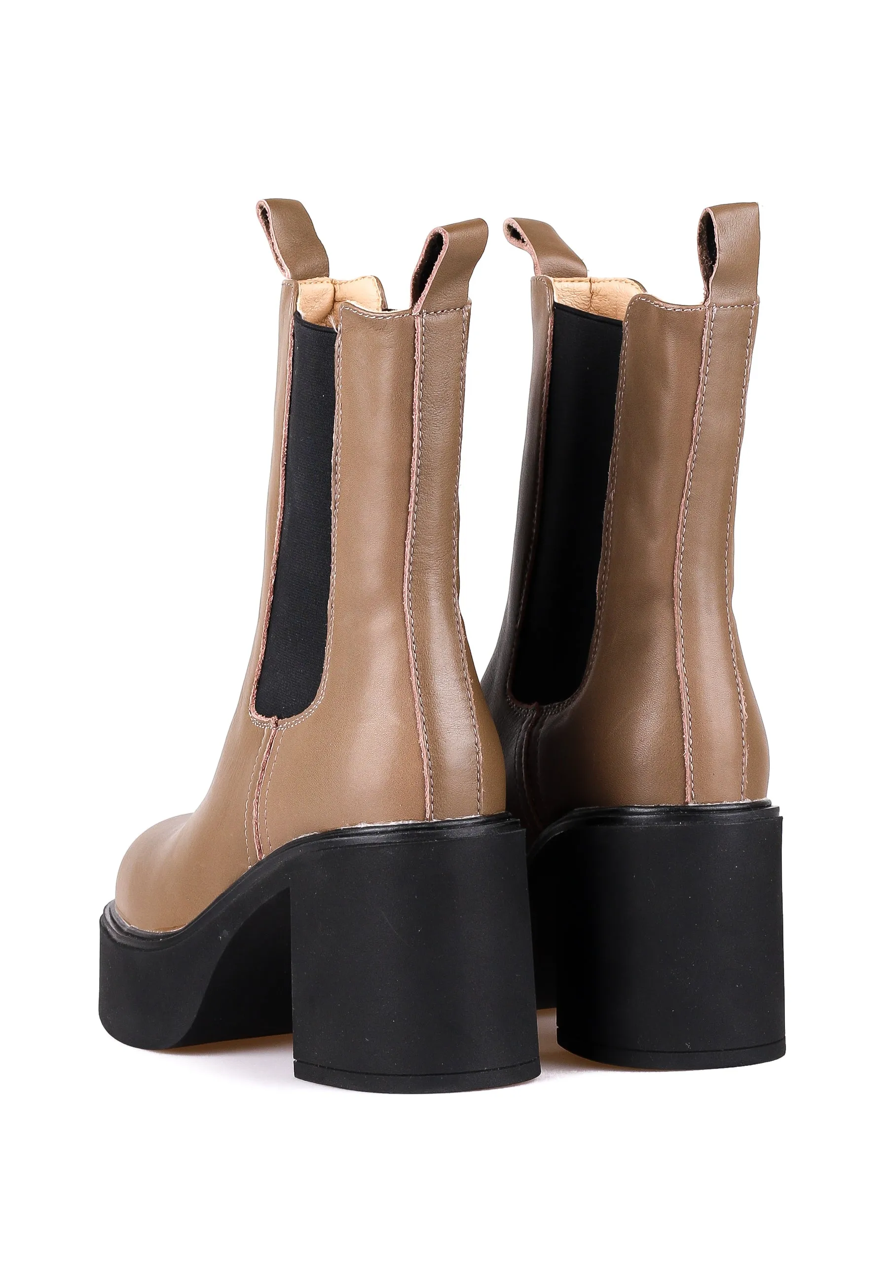 Platform Chelsea Ankle Boots - Biege