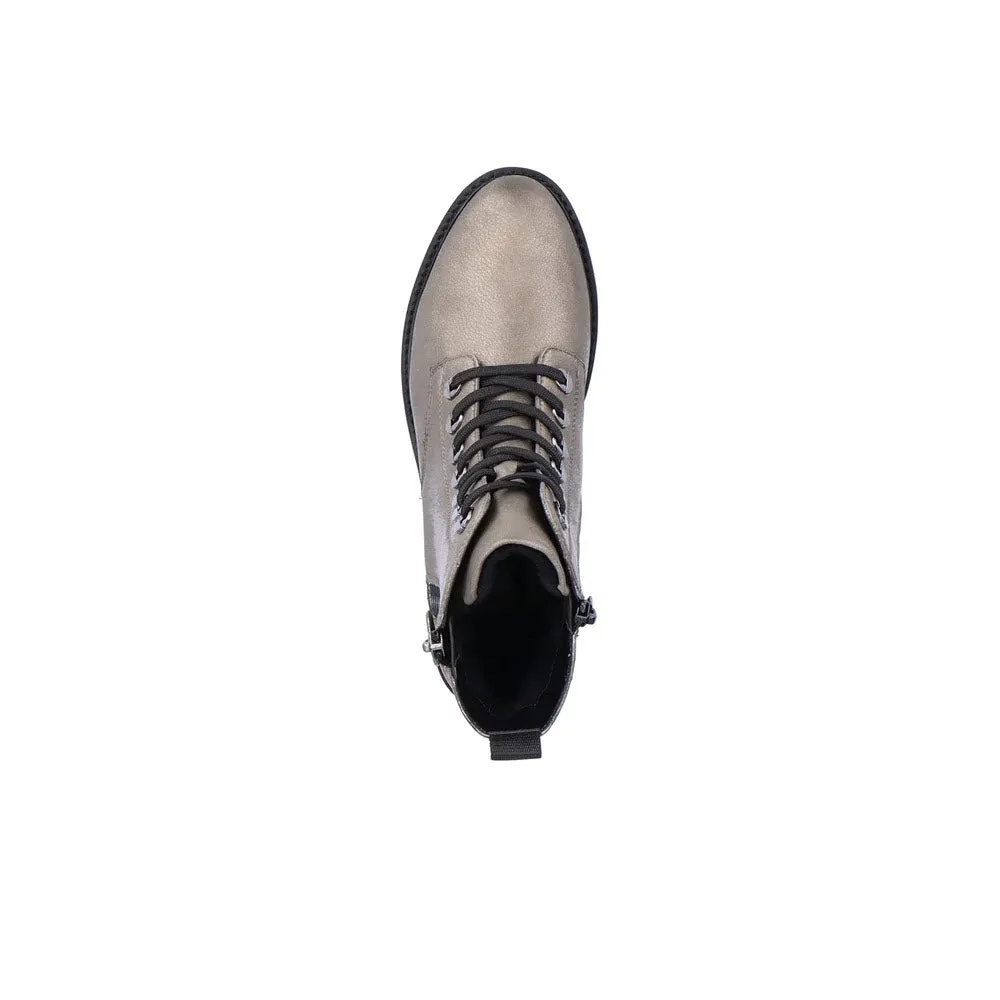 REMONTE TAILORED COMBAT BOOTIE SILVER METALLIC - WOMENS