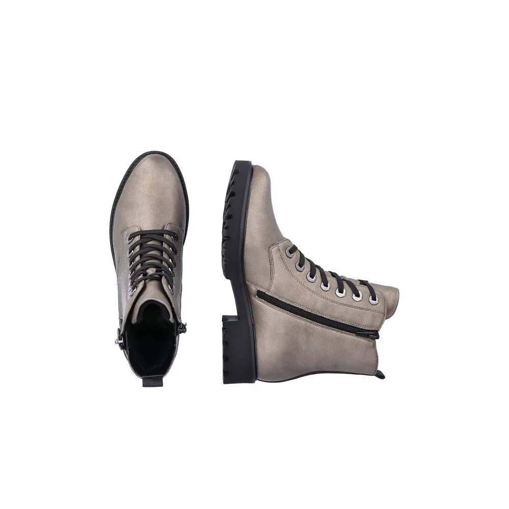 REMONTE TAILORED COMBAT BOOTIE SILVER METALLIC - WOMENS