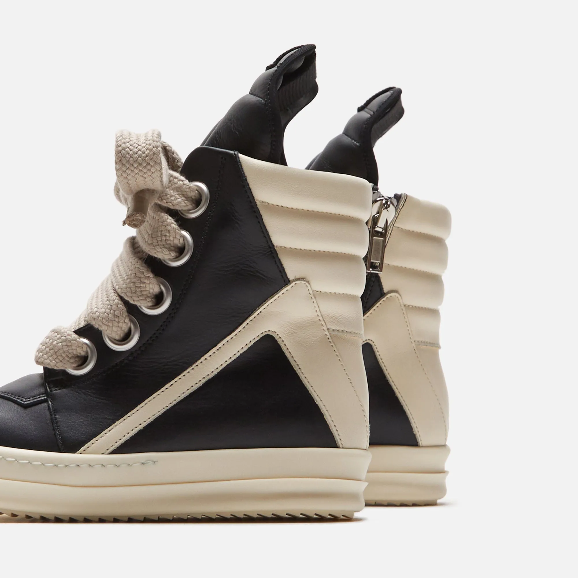 Rick Owens Wmns Scarpe Pelle Geobasket - Black / Milk