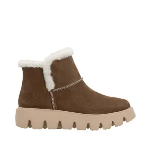 Rieker Chunky Warm Lined Boots Brown Suede W2071-20 sale