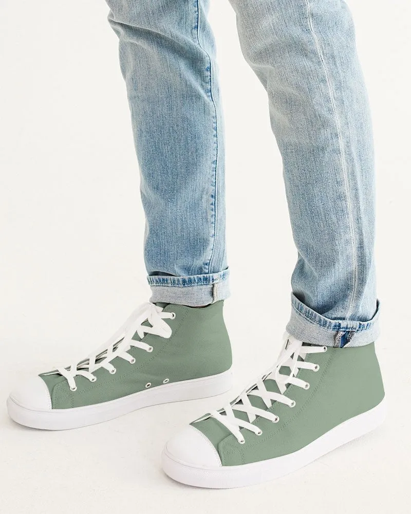 Shaded Pale Pastel Green Gray High-Top Canvas Sneakers | Men's | C22M0Y30K30