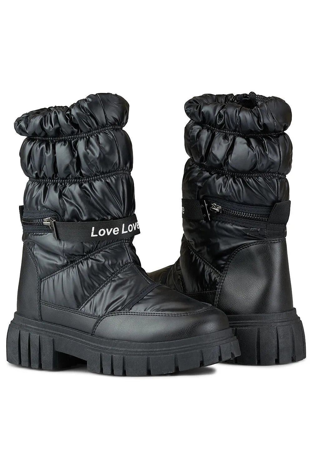 TEEK - Black Drawstring Belted Snow boots