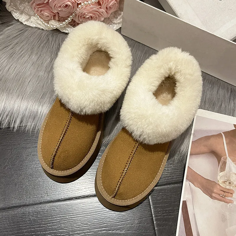 Thick Sole Plush Suede Warm Fur Ankle Snow Boots