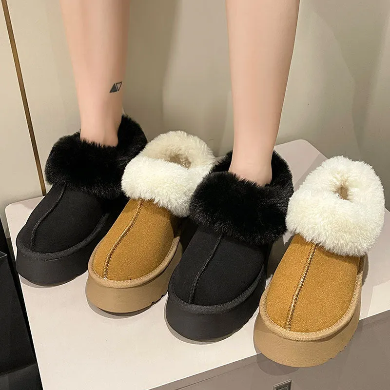 Thick Sole Plush Suede Warm Fur Ankle Snow Boots