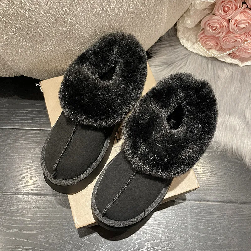 Thick Sole Plush Suede Warm Fur Ankle Snow Boots