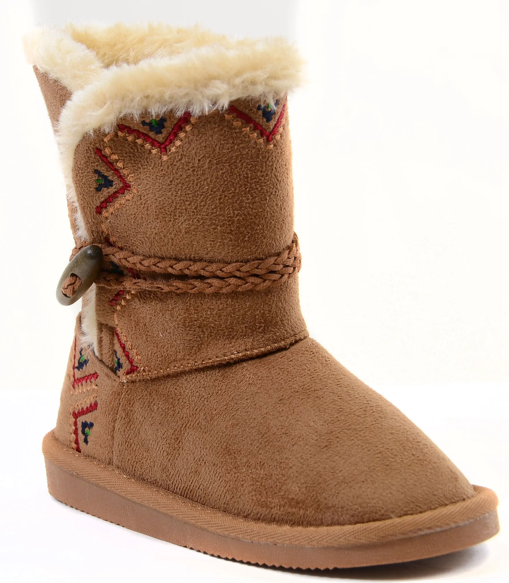 Tribal Zig-Zag Shearling Vegan Fur Suede Girls Boots KIDS