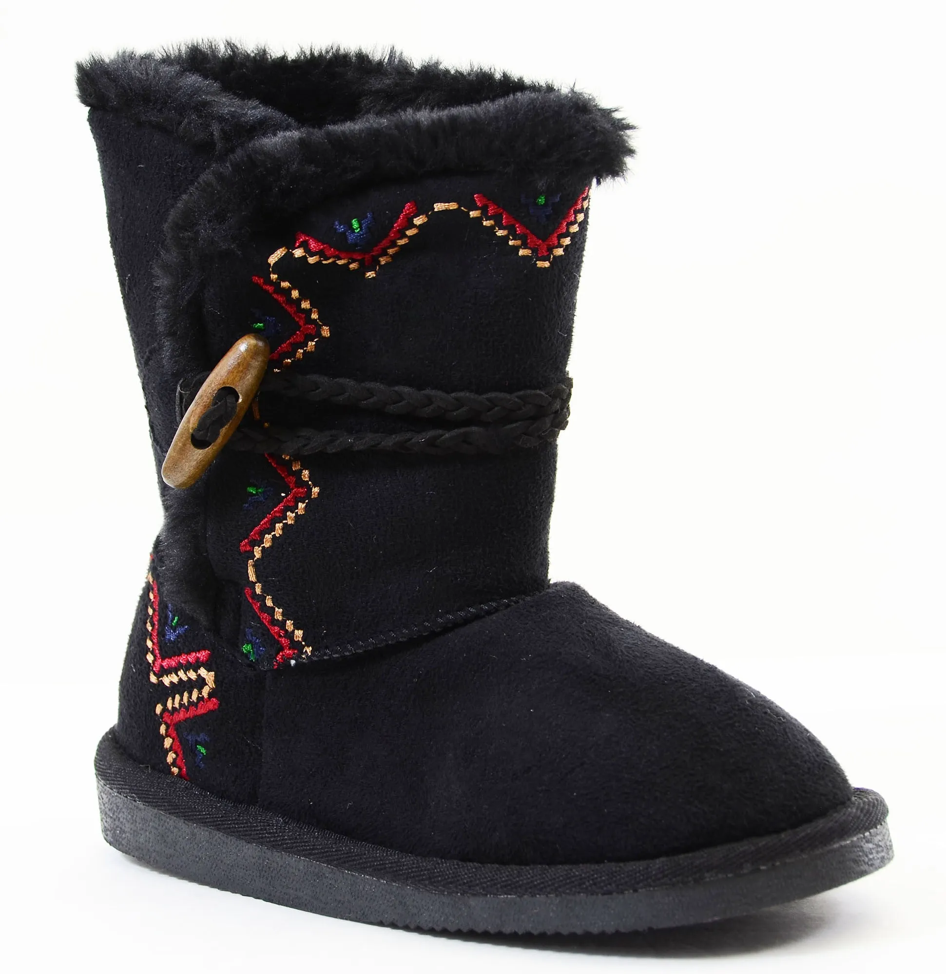 Tribal Zig-Zag Shearling Vegan Fur Suede Girls Boots KIDS