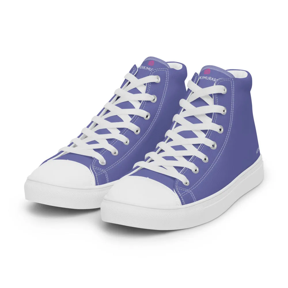 Violet Purple Men's High Tops, Solid Purple Color Men’s High Top Canvas Sneaker Shoes (US Size: 5-13)