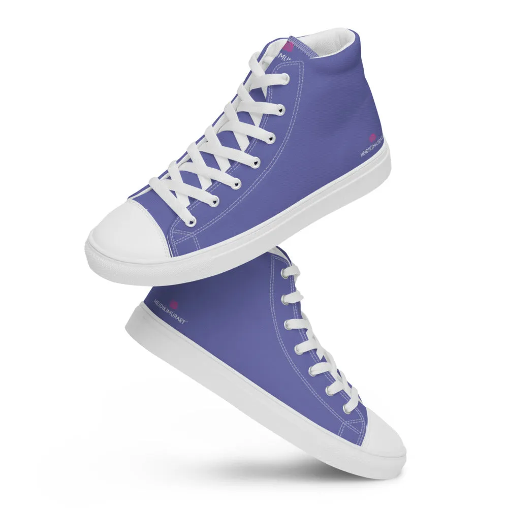 Violet Purple Men's High Tops, Solid Purple Color Men’s High Top Canvas Sneaker Shoes (US Size: 5-13)