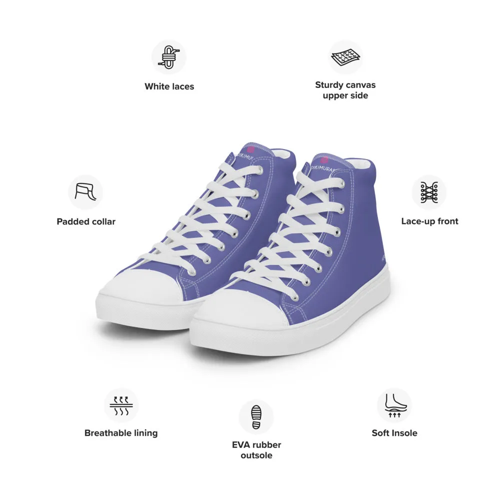 Violet Purple Men's High Tops, Solid Purple Color Men’s High Top Canvas Sneaker Shoes (US Size: 5-13)