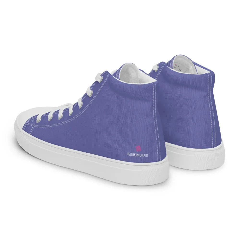 Violet Purple Men's High Tops, Solid Purple Color Men’s High Top Canvas Sneaker Shoes (US Size: 5-13)