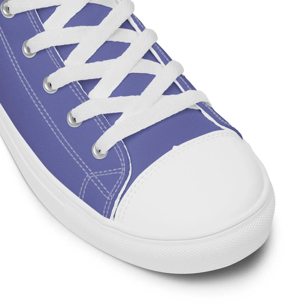 Violet Purple Men's High Tops, Solid Purple Color Men’s High Top Canvas Sneaker Shoes (US Size: 5-13)