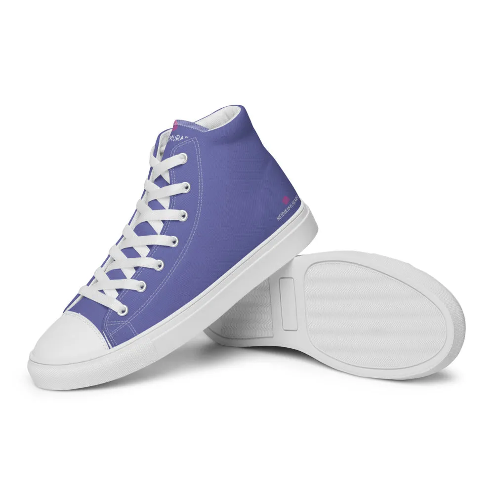 Violet Purple Men's High Tops, Solid Purple Color Men’s High Top Canvas Sneaker Shoes (US Size: 5-13)