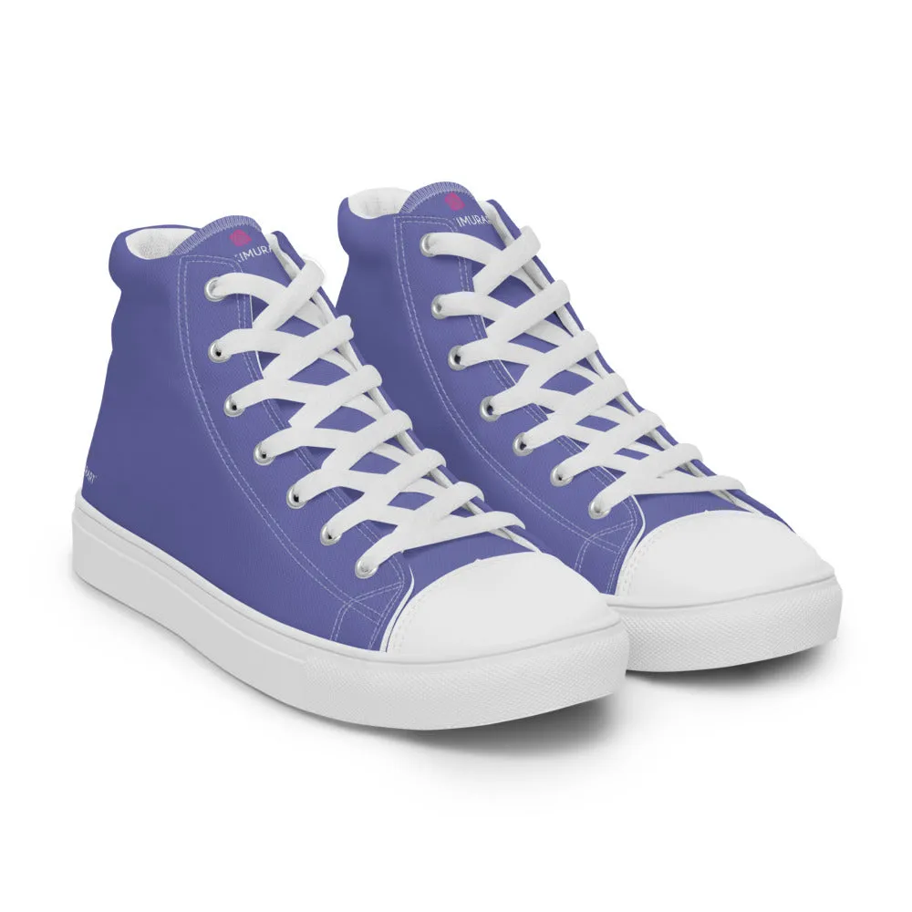 Violet Purple Men's High Tops, Solid Purple Color Men’s High Top Canvas Sneaker Shoes (US Size: 5-13)