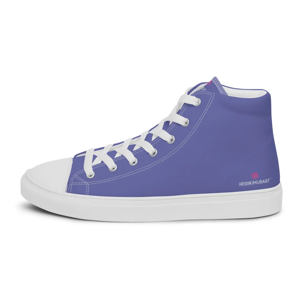 Violet Purple Men's High Tops, Solid Purple Color Men’s High Top Canvas Sneaker Shoes (US Size: 5-13)