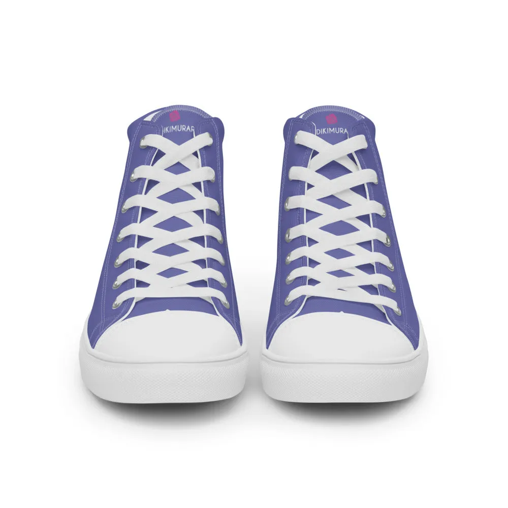 Violet Purple Men's High Tops, Solid Purple Color Men’s High Top Canvas Sneaker Shoes (US Size: 5-13)