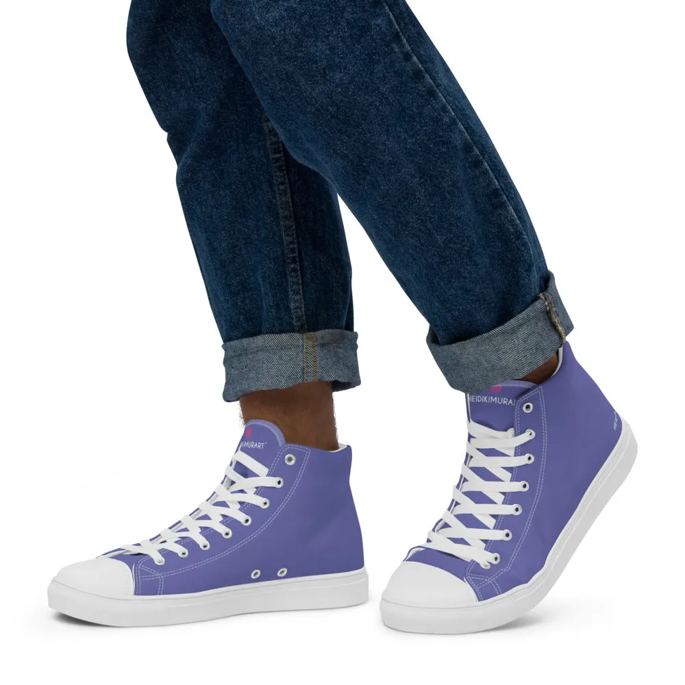 Violet Purple Men's High Tops, Solid Purple Color Men’s High Top Canvas Sneaker Shoes (US Size: 5-13)