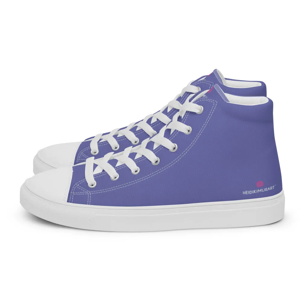 Violet Purple Men's High Tops, Solid Purple Color Men’s High Top Canvas Sneaker Shoes (US Size: 5-13)