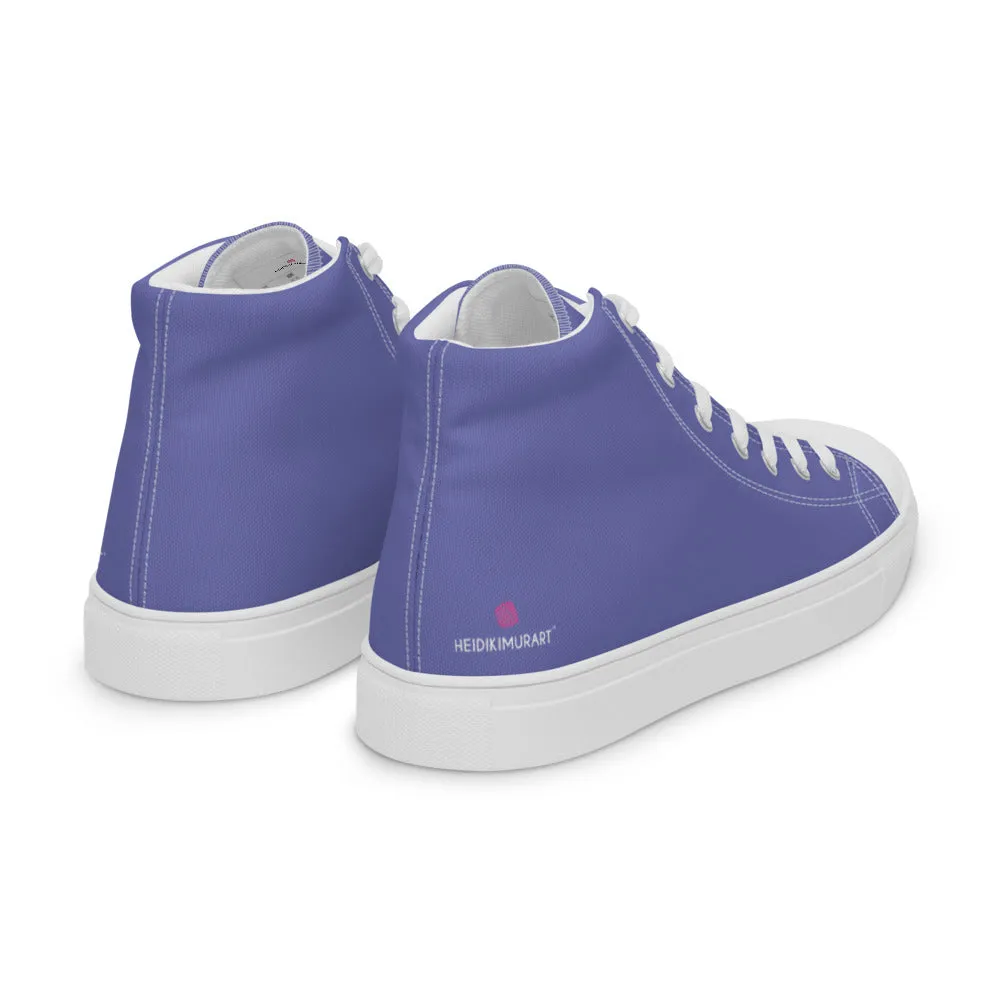 Violet Purple Men's High Tops, Solid Purple Color Men’s High Top Canvas Sneaker Shoes (US Size: 5-13)