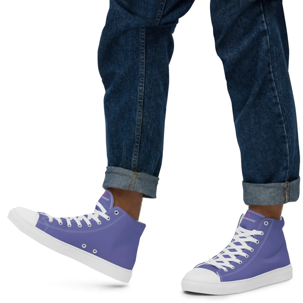 Violet Purple Men's High Tops, Solid Purple Color Men’s High Top Canvas Sneaker Shoes (US Size: 5-13)