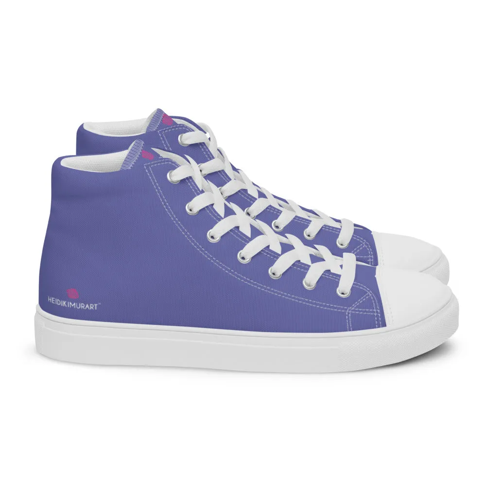 Violet Purple Men's High Tops, Solid Purple Color Men’s High Top Canvas Sneaker Shoes (US Size: 5-13)