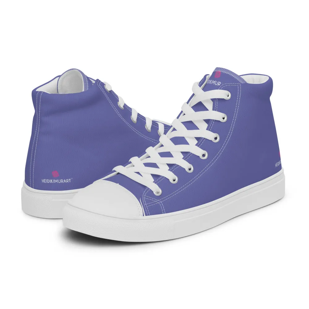 Violet Purple Men's High Tops, Solid Purple Color Men’s High Top Canvas Sneaker Shoes (US Size: 5-13)