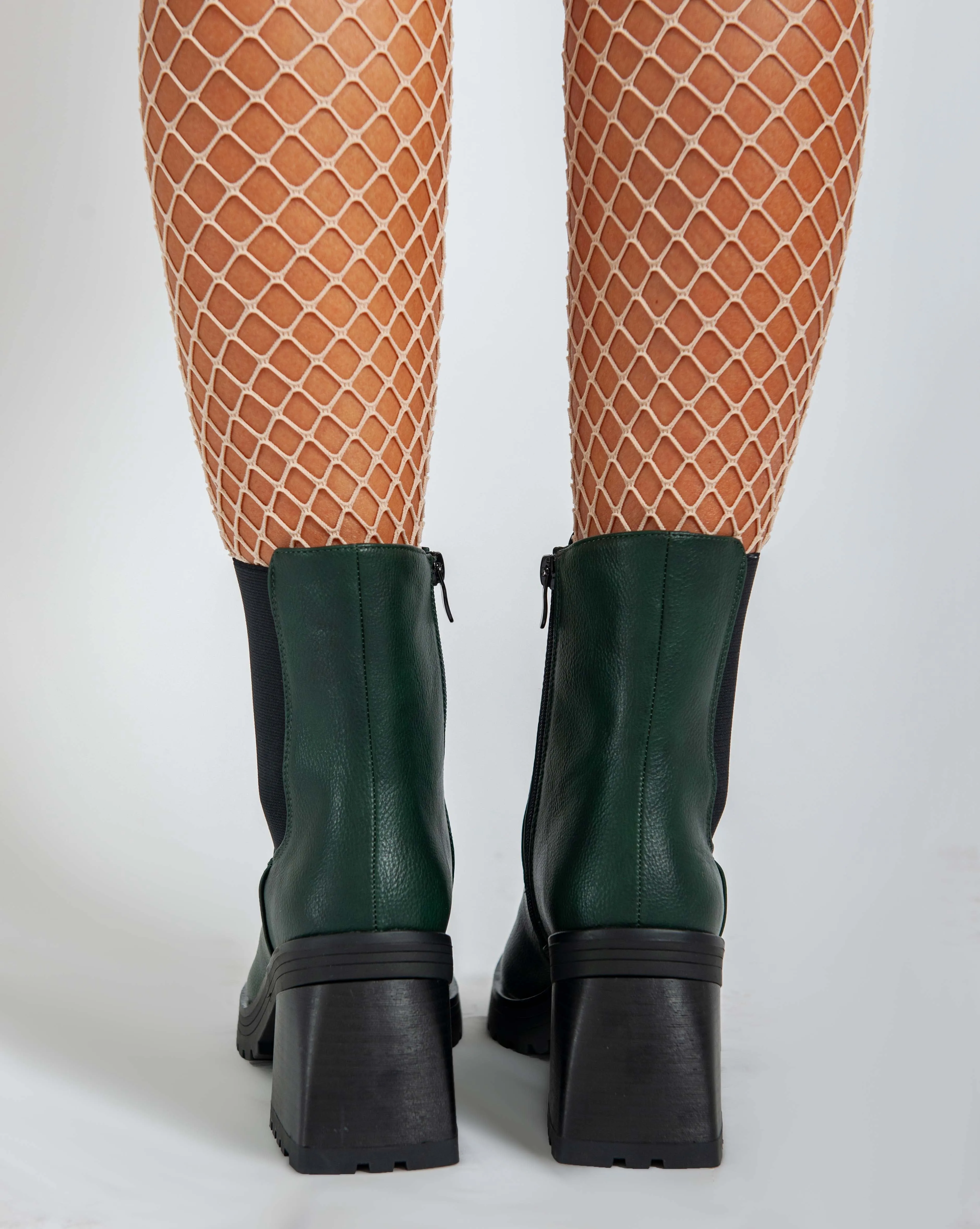 Warm Biker Ankle Boots - Green