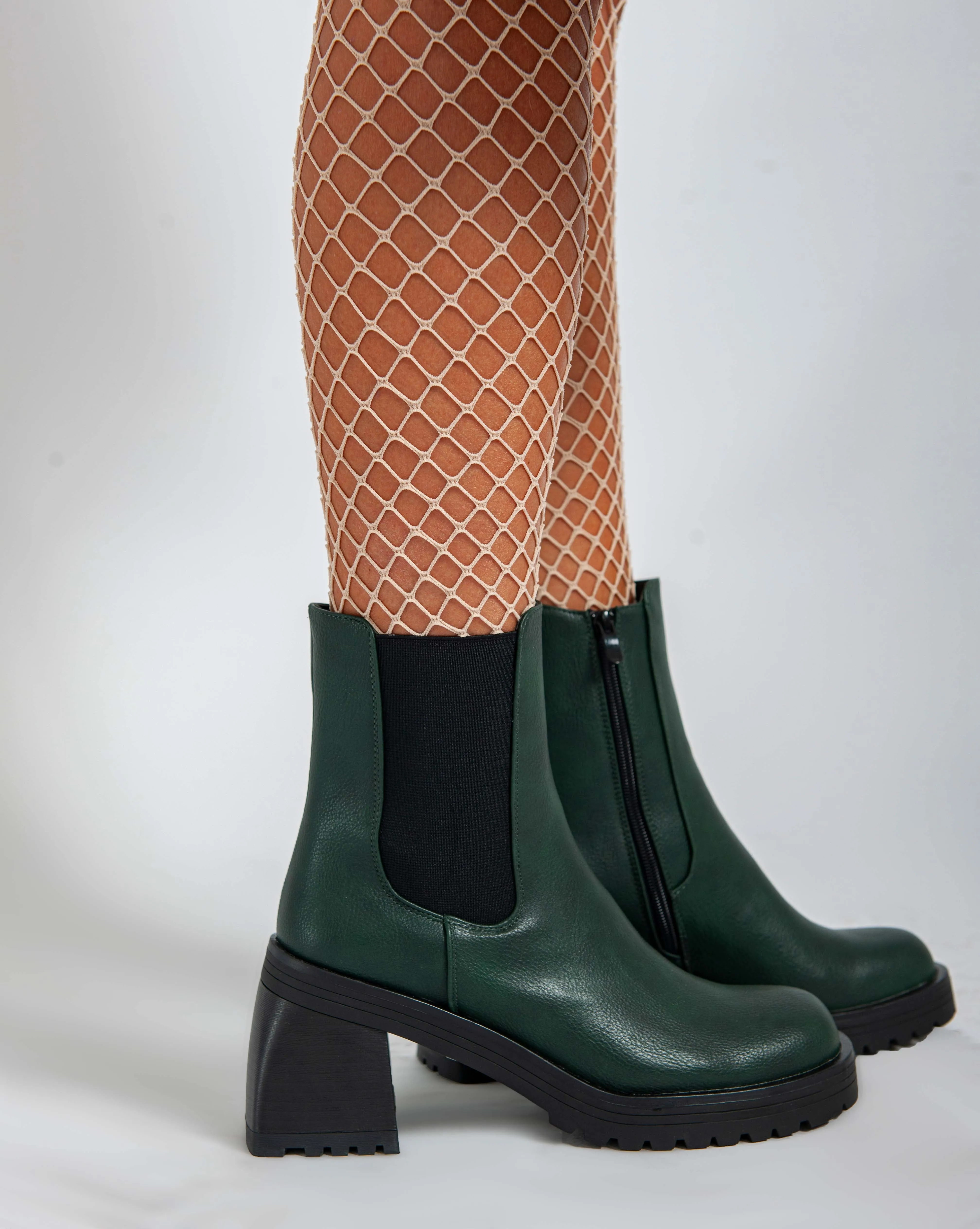 Warm Biker Ankle Boots - Green