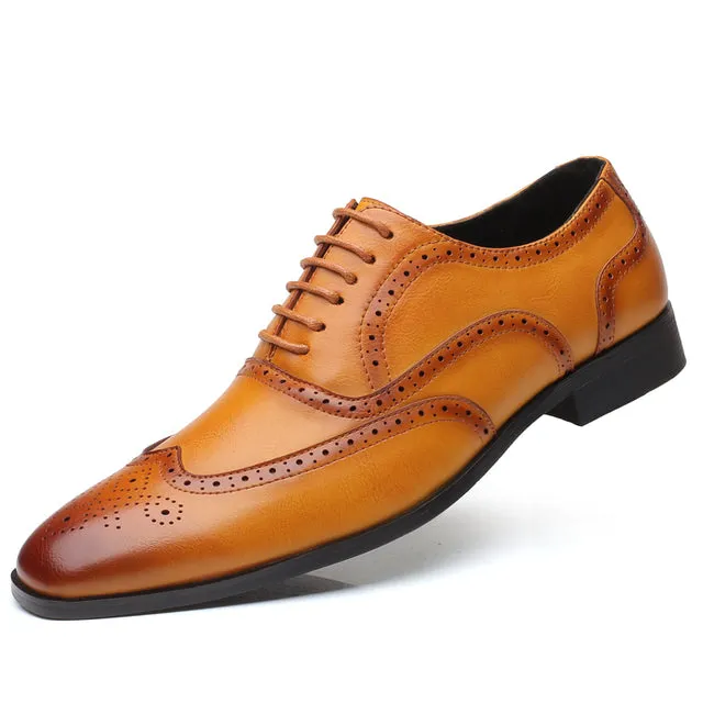 West Louis™ Men Retro Bullock Formal Leather Shoes