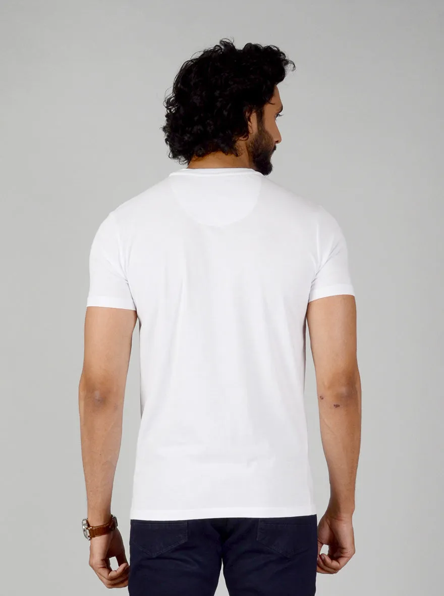 White Printed Slim Fit T-shirt | Greenfibre